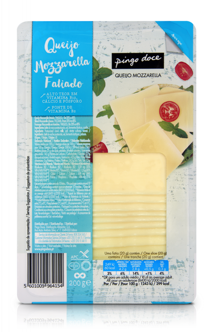 Queijo Mozzarella Fatiado Pingo Doce 0.2Kg