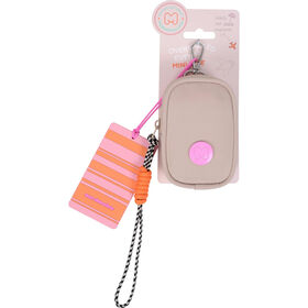 Mini Bolsa E Etiqueta De Viagem Riscas Laranja E Rosa Marshmallow