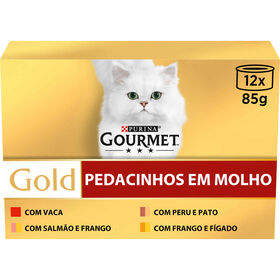 Comida Húmida Para Gato Pedacinhos Em Molho Seleção Sabores Purina Gourmet Gold 12 X 85 g