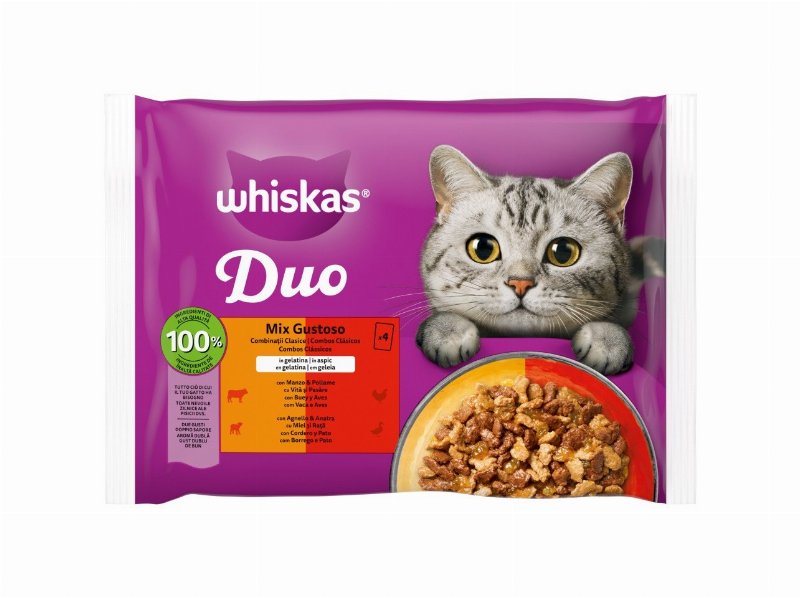 Comida Húmida Gato Whiskas Duo Meaty 4X85 g