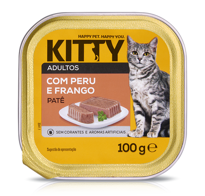 Comida Húmida Para Gato Adulto Patê Com Peru E Frango Kitty 0.1Kg
