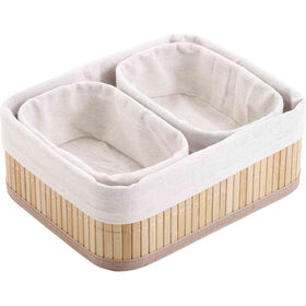 Conjunto 3 Cestos De Arrumação Bambu Kasa