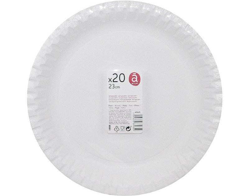 Pratos Cartão Biodegradável Actuel 23Cm Pack 20 Unidades
