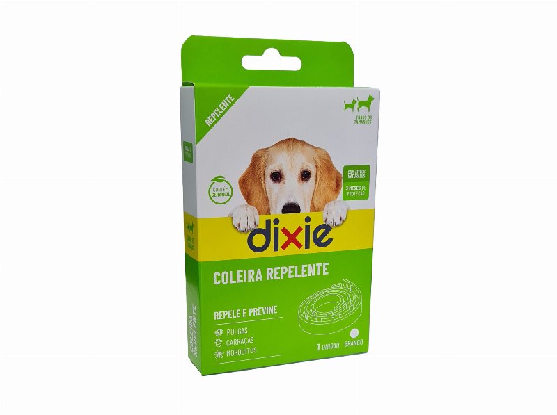 Coleira Repelente Cão Dixie Branca 58Cm