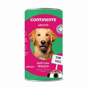 Comida Húmida Para Cão Adulto Pedaços Paté Vaca Continente 400 g