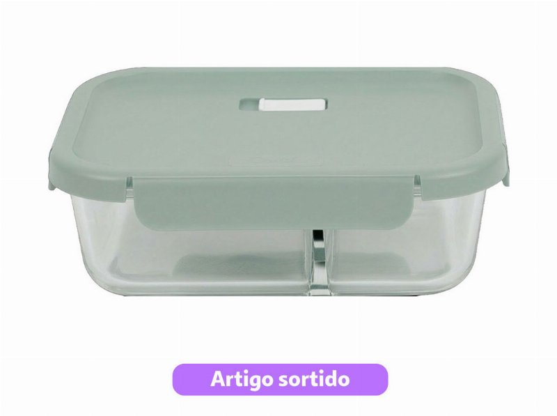 Caixa Hermética Vidro Codil 2 Compartimentos 1.4 l Cores Sortidas