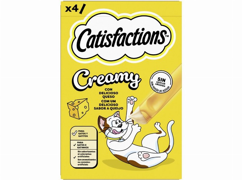 Snack Gato Catisfactions Creamy Queijo 4X10 g