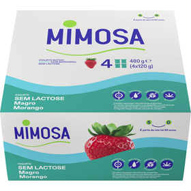 Iogurte Magro Morango Sem Lactose Mimosa 480 gr (4 Un)