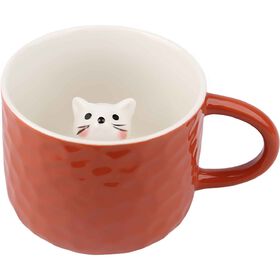 Caneca 320 ml Gato No Interior Vermelha Kasa