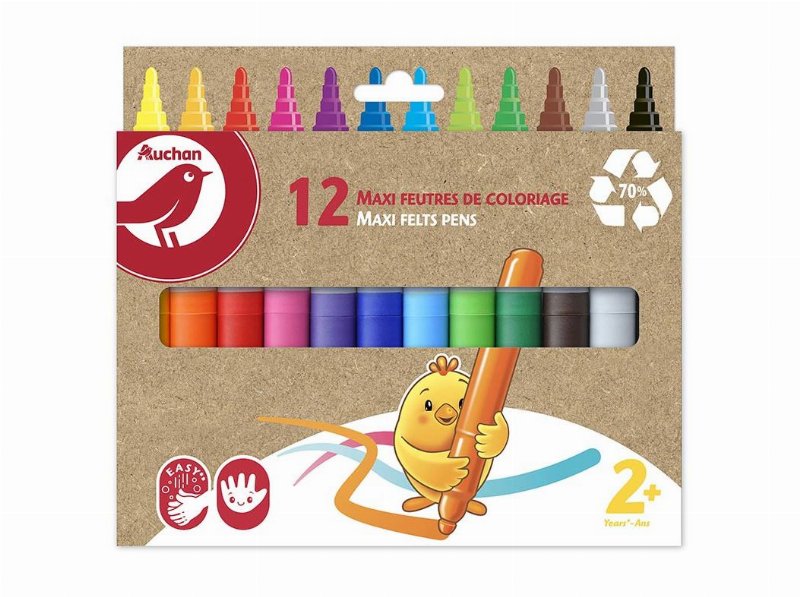 Conjunto De 12 Canetas De Feltro Maxi Auchan Recicladas