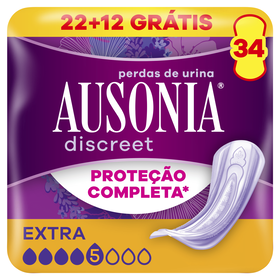 Pensos Incontinência Discreet Extra Ausonia Discreet 22 Un + 12 Un Grátis