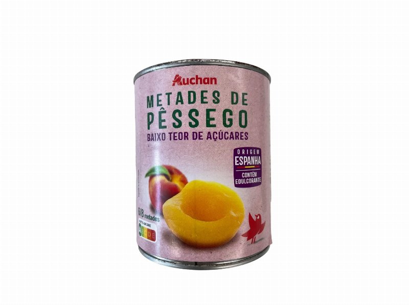 Metades De Pêssego Auchan Baixo Teor Açúcares 850(480)G