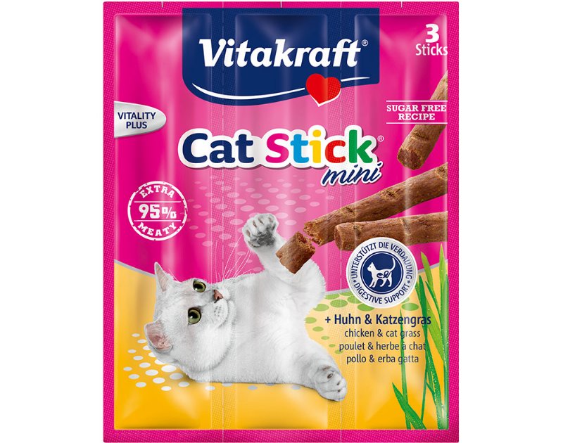 Snack Gato Mini Vitakraft Sticks Frango C/Erva 18 g