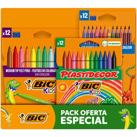 Pack Oferta Especial Colorir 3X12Un (Lápis De Cor, Marcadores E Lápis De Cera) Bic