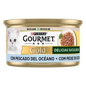 Comida Húmida Para Gato Adulto Delícias Suculentas Peixe Do Oceano Purina Gourmet Gold 85 g