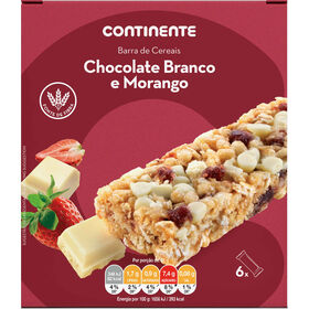 Barras De Cereais Morango E Chocolate Branco Continente 126 gr (6 Un)