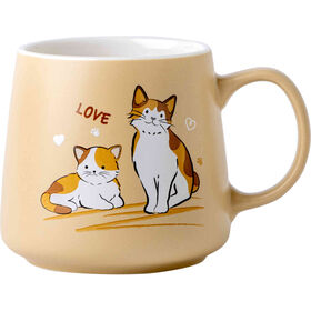 Caneca 400 ml Gatos Love Bege Kasa