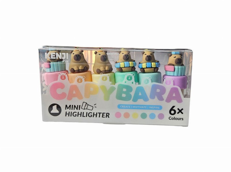 Conjunto 6 Sublinhadores Capybara 3D