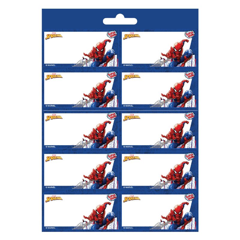 Conjunto De 20 Etiquetas Escolares Spider-Man 15X21Cm
