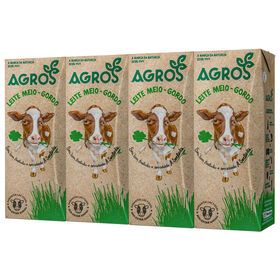 Leite Uht Meio Gordo Agros 4 X 200 ml