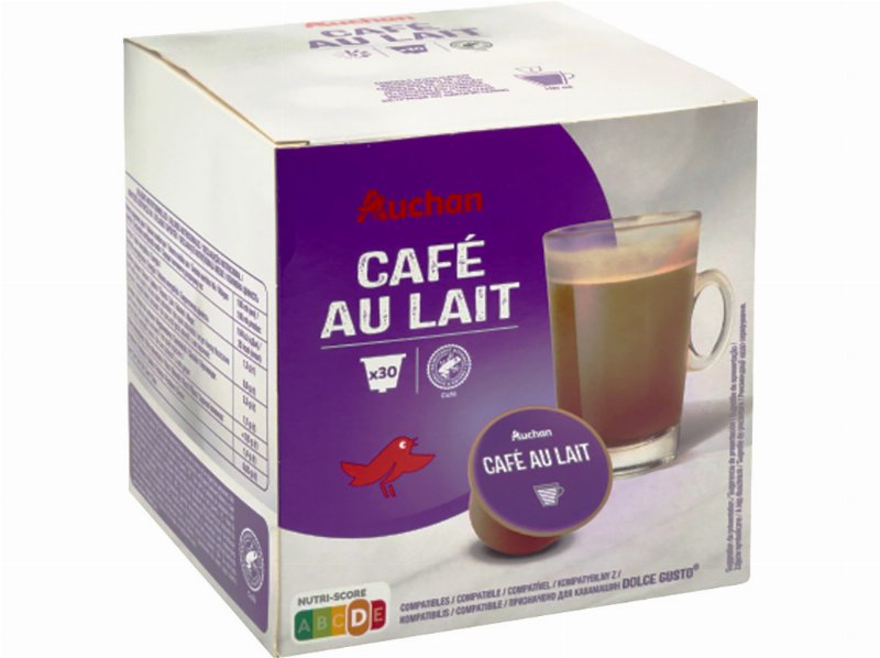 Cápsulas Auchan Café Compatível Dolce Gusto Com Leite 30Un