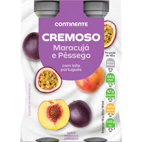 Iogurte Líquido Cremoso Maracujá E Pêssego Continente 640 gr (4 Un)