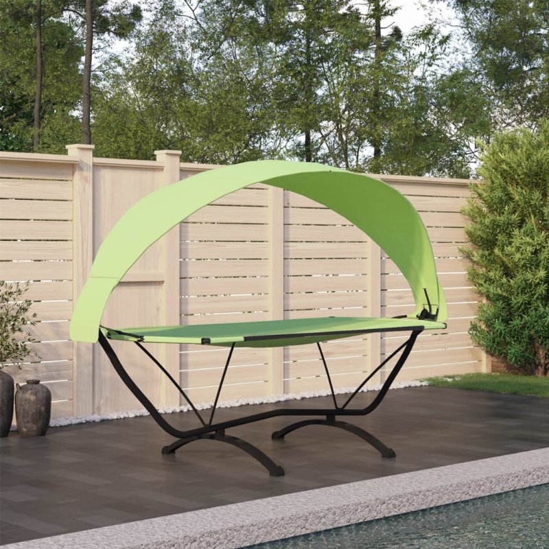 Hkh Espreguiçadeira Exterior C/ Toldo Aço E Tecido Oxford - Verde