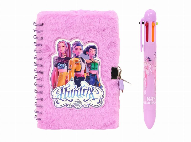 Conjunto Diário Com Cadeado E Esferográfica 4 Cores Kpop Demon Hunters