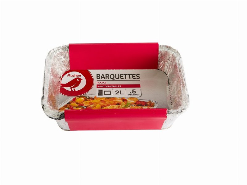 Tabuleiros Rectangular Com Tampa Descartável Auchan Aluminio 2 l Pack 5 Unidades