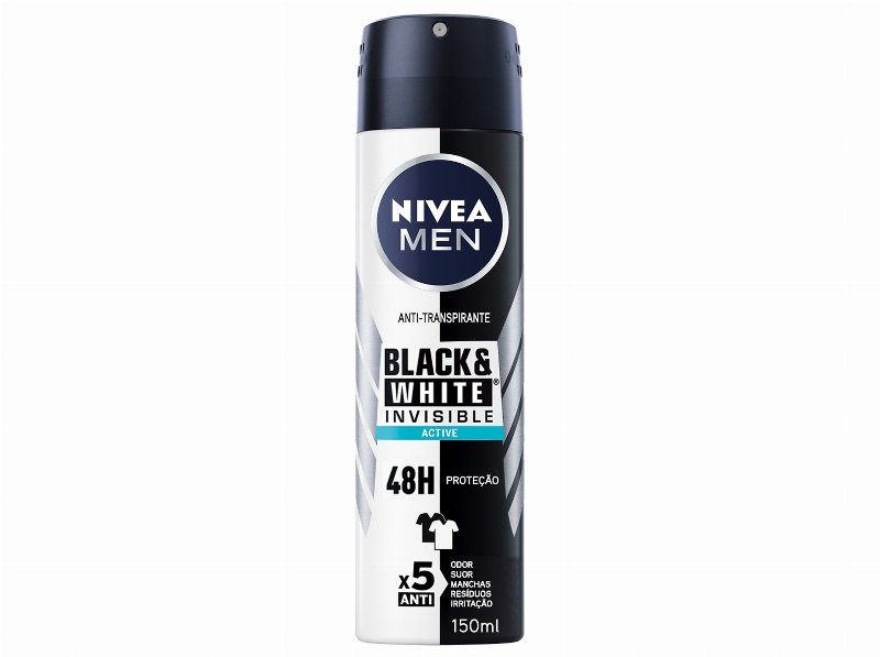 Desodorizante Spray Invisible For Black & White Active Nivea Men 150 ml