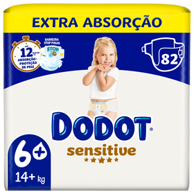 Fraldas Sensitive +14 kg T6+ Dodot 82 Un (2 X 41 Un)