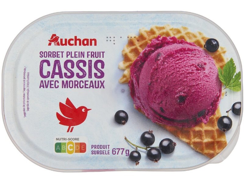 Sorbet Auchan Groselha-Negra Com Pedaços 1 l