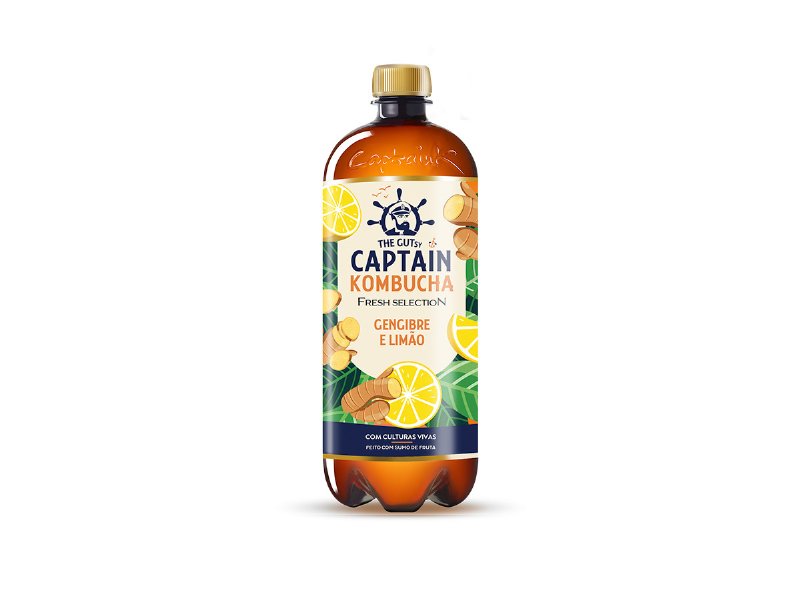 Kombucha The Gutsy Captain Gengibre Limão Bio 1 l