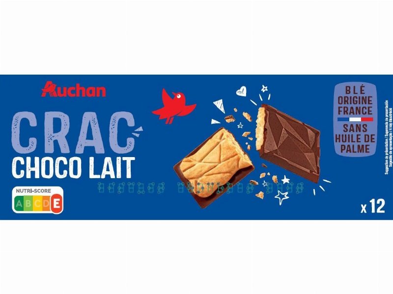 Bolachas Auchan Cobertas Chocolate Leite 150 g