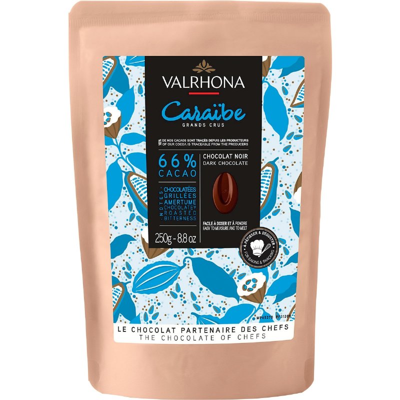 Valrhona Chocolate 66% Caraibe Preto 250 g
