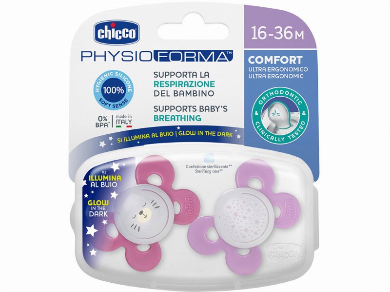 Chupeta Comfort Chicco Silicone Rosa 16-36 Meses 2 Unidades