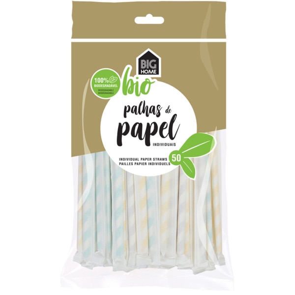 Palhas De Papel Individuais Biodegradável 50 unidades