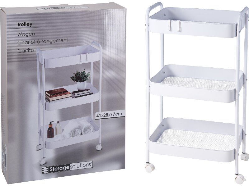 Carro De Arrumação Branco 3 Níveis 41 X 28 X 78 Cm