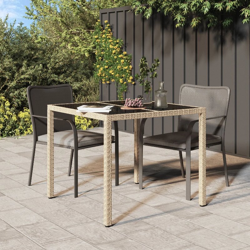 Hkh Mesa De Jantar De Jardim Rattan Poli - Bege