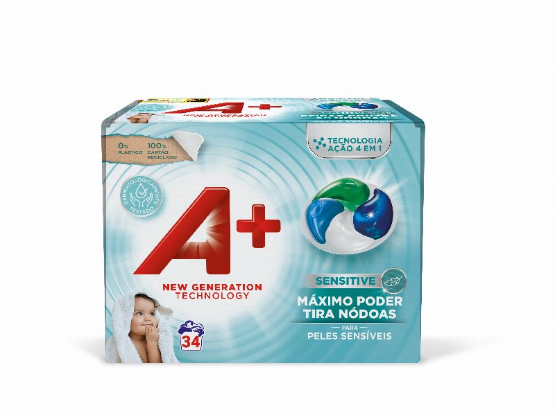 Cápsulas Det. Roupa Máq. A+ Sensitive 34D