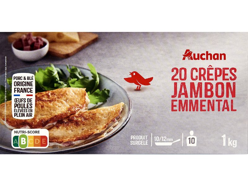 Crepes Auchan Fiambre Com Queijo Emmental 20Un 1 kg