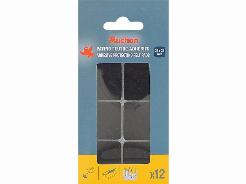 Feltros Protectores Auchan Castanhos Adesivos 12 Peças 28X28Mm