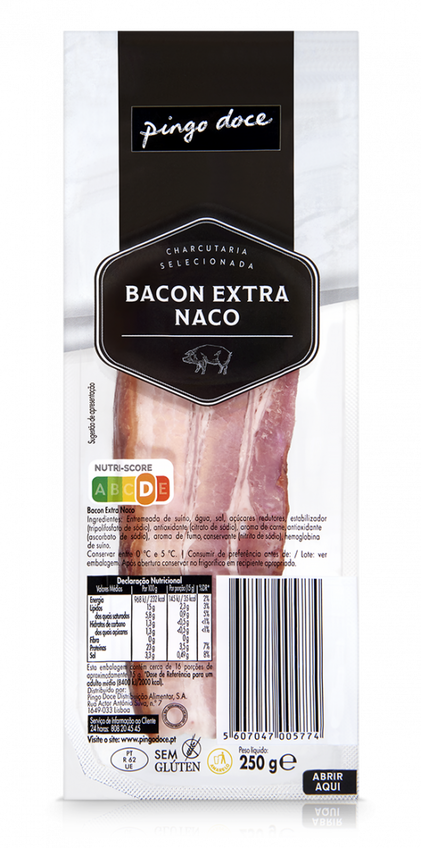 Bacon Extra Naco Fumado Pingo Doce 0.25Kg