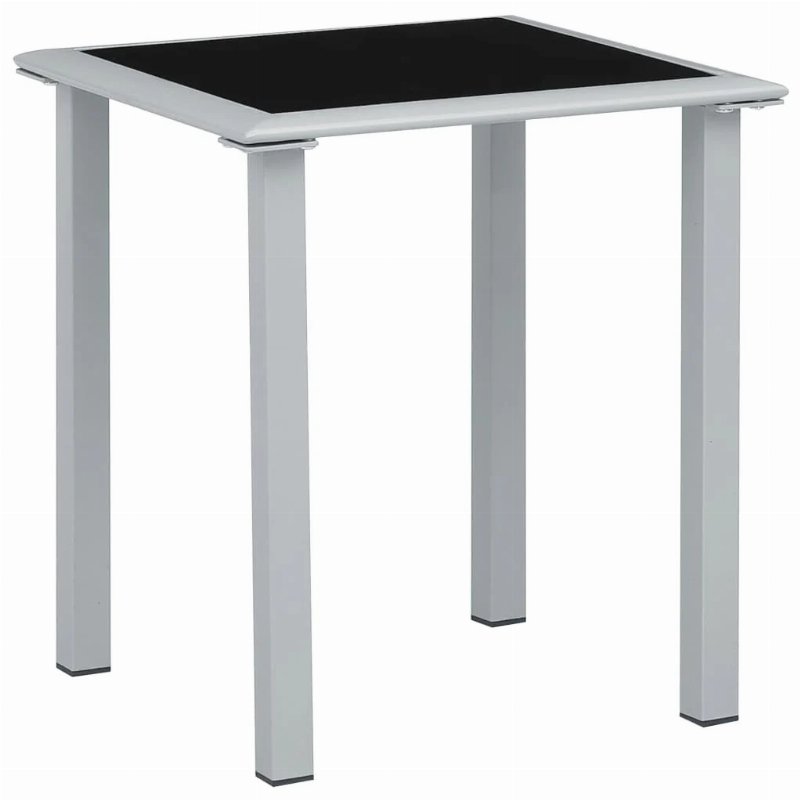Hkh Mesa De Jardim 41X41X45 Cm Aço Prateado E Vidro - Preto