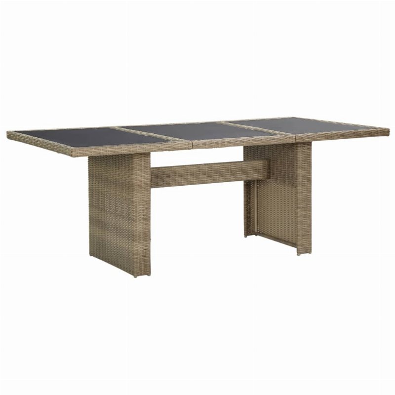 Hkh Mesa De Jantar Jardim 200X100X74 Cm Vidro E Vime Pe Castanho - Marrom