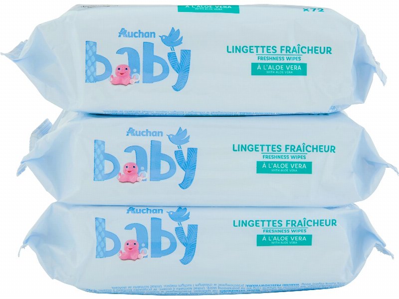 Toalhitas Auchan Baby Refrescantes C/Aloe Vera 3X72Un