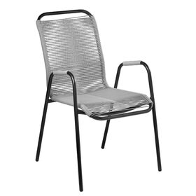 Cadeira Com Braços Rattan Cinza Kasa
