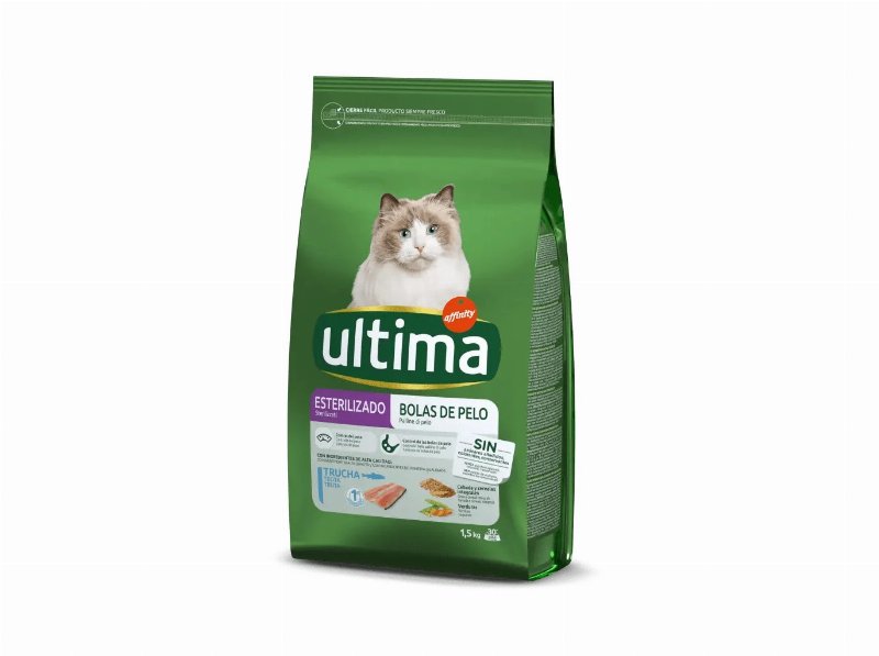 Ração Para Gato Ultima Bolas De Pêlo Com Truta 1.5 kg