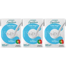 Leite Uht Magro Continente Equilíbrio 3 X 200 ml