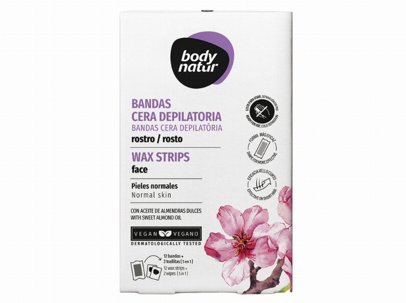 Bandas Cera Rosto Body Natur 12Un + 2 Toalhitas